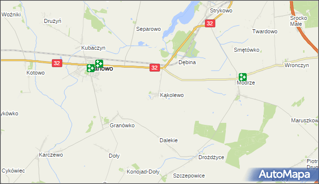 mapa Kąkolewo gmina Granowo, Kąkolewo gmina Granowo na mapie Targeo