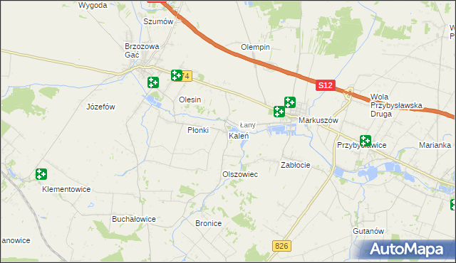 mapa Kaleń gmina Markuszów, Kaleń gmina Markuszów na mapie Targeo