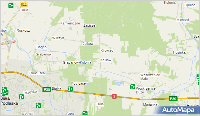 mapa Kaliłów, Kaliłów na mapie Targeo