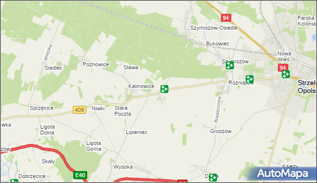 mapa Kalinów gmina Strzelce Opolskie, Kalinów gmina Strzelce Opolskie na mapie Targeo