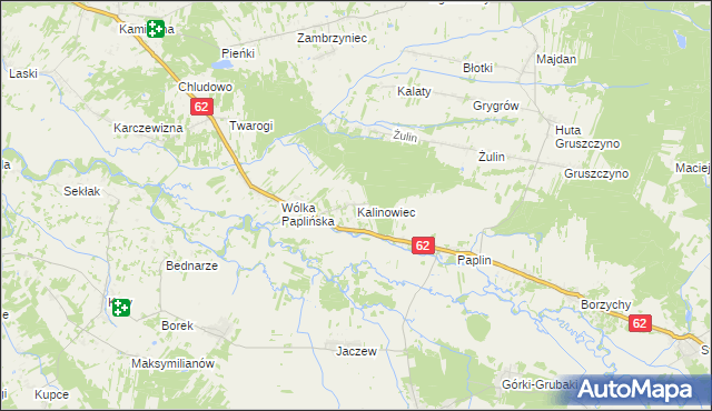 mapa Kalinowiec gmina Łochów, Kalinowiec gmina Łochów na mapie Targeo