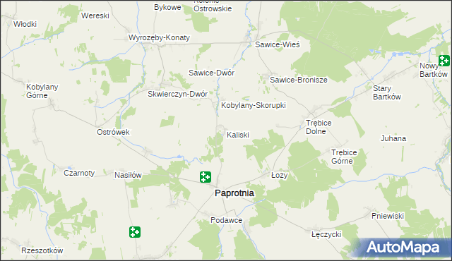 mapa Kaliski gmina Paprotnia, Kaliski gmina Paprotnia na mapie Targeo