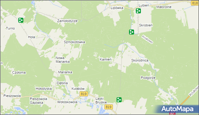 mapa Kamień gmina Stary Brus, Kamień gmina Stary Brus na mapie Targeo