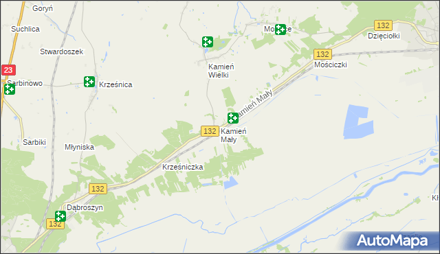 mapa Kamień Mały gmina Witnica, Kamień Mały gmina Witnica na mapie Targeo