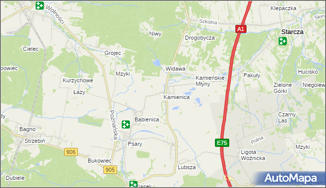 mapa Kamienica gmina Woźniki, Kamienica gmina Woźniki na mapie Targeo