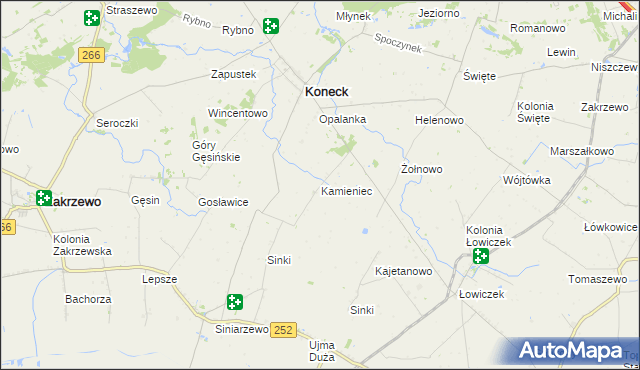 mapa Kamieniec gmina Koneck, Kamieniec gmina Koneck na mapie Targeo