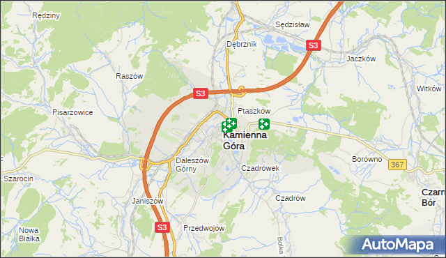 mapa Kamienna Góra, Kamienna Góra na mapie Targeo