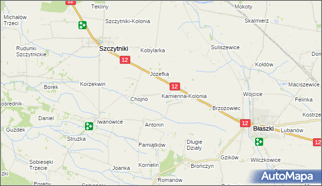 mapa Kamienna-Kolonia, Kamienna-Kolonia na mapie Targeo