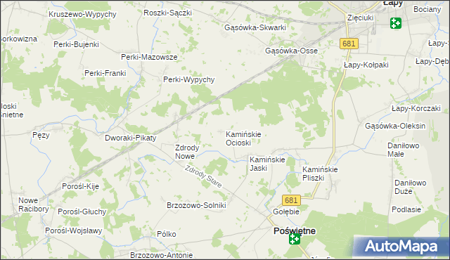 mapa Kamińskie Ocioski, Kamińskie Ocioski na mapie Targeo