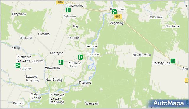 mapa Kamion gmina Wierzchlas, Kamion gmina Wierzchlas na mapie Targeo