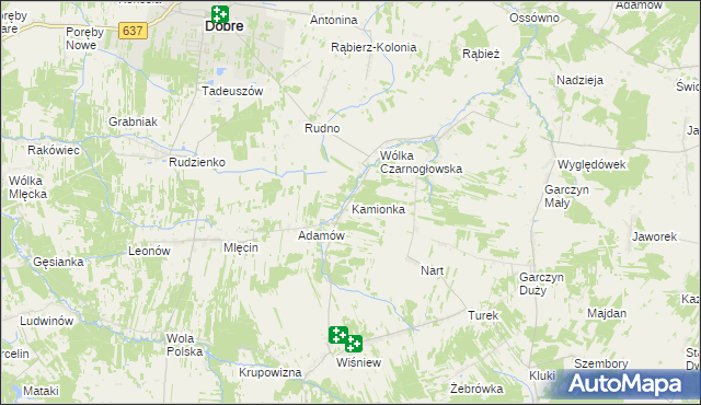 mapa Kamionka gmina Jakubów, Kamionka gmina Jakubów na mapie Targeo