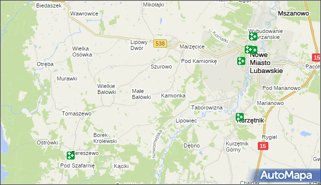 mapa Kamionka gmina Kurzętnik, Kamionka gmina Kurzętnik na mapie Targeo