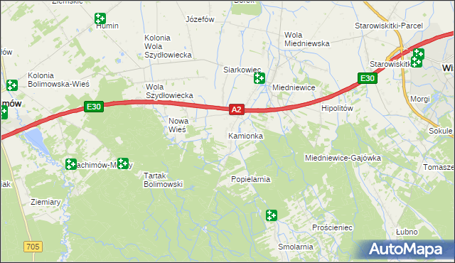 mapa Kamionka gmina Wiskitki, Kamionka gmina Wiskitki na mapie Targeo