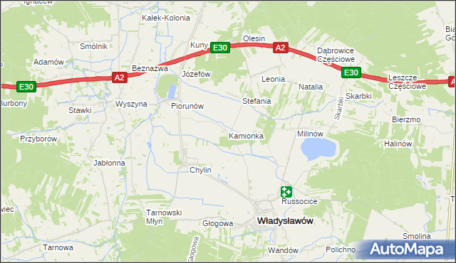 mapa Kamionka gmina Władysławów, Kamionka gmina Władysławów na mapie Targeo