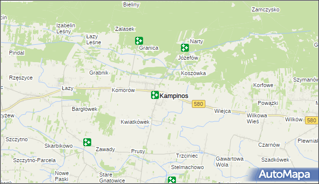 mapa Kampinos, Kampinos na mapie Targeo