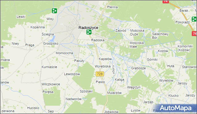 mapa Kapałów, Kapałów na mapie Targeo