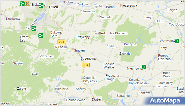 mapa Kąpiołki, Kąpiołki na mapie Targeo