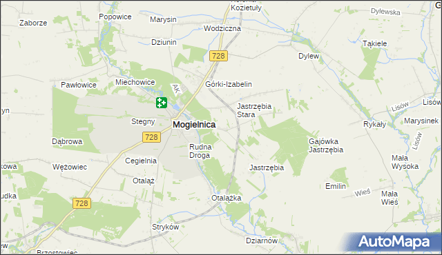 mapa Kaplin gmina Mogielnica, Kaplin gmina Mogielnica na mapie Targeo