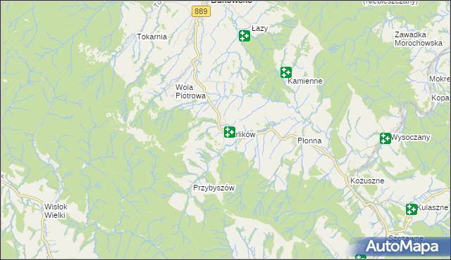 mapa Karlików gmina Bukowsko, Karlików gmina Bukowsko na mapie Targeo
