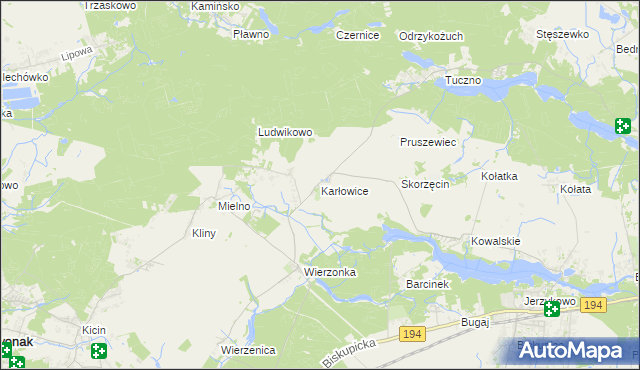 mapa Karłowice gmina Swarzędz, Karłowice gmina Swarzędz na mapie Targeo