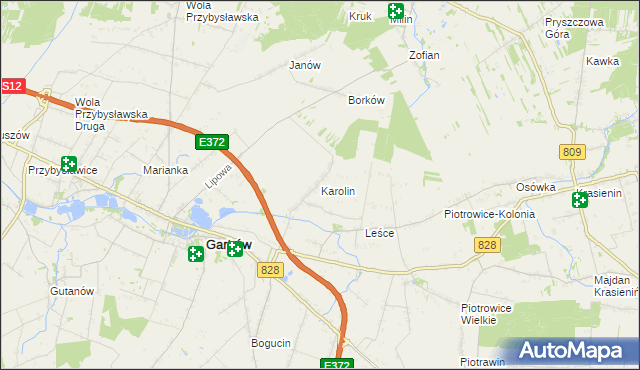 mapa Karolin gmina Garbów, Karolin gmina Garbów na mapie Targeo