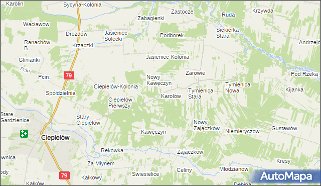 mapa Karolów gmina Chotcza, Karolów gmina Chotcza na mapie Targeo