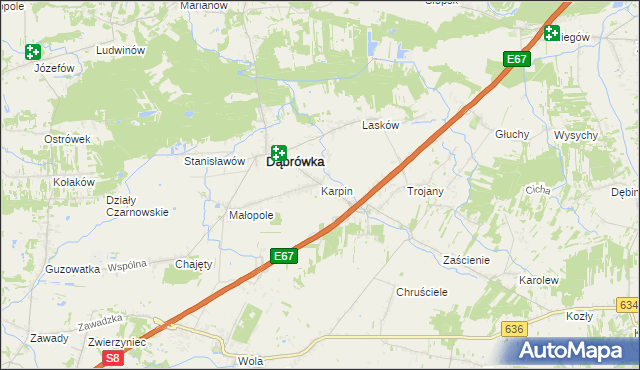 mapa Karpin gmina Dąbrówka, Karpin gmina Dąbrówka na mapie Targeo