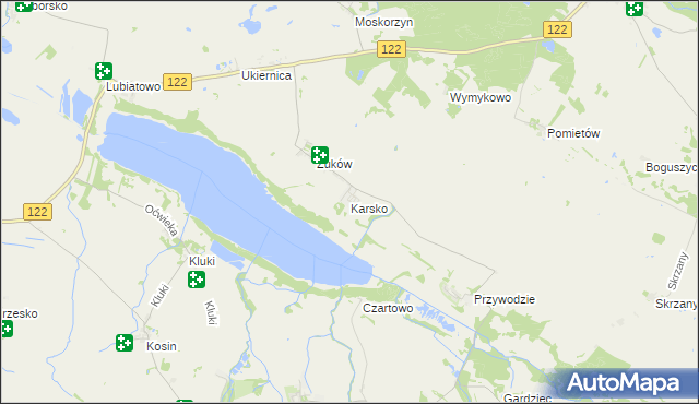 mapa Karsko gmina Przelewice, Karsko gmina Przelewice na mapie Targeo