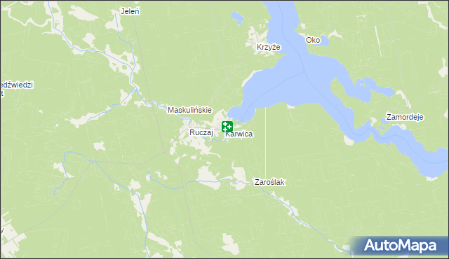 mapa Karwica gmina Ruciane-Nida, Karwica gmina Ruciane-Nida na mapie Targeo