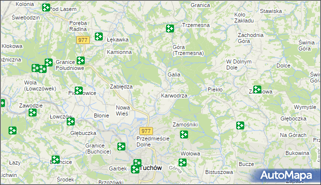 mapa Karwodrza, Karwodrza na mapie Targeo