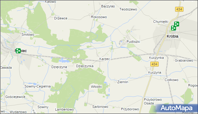 mapa Karzec, Karzec na mapie Targeo