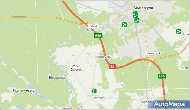 mapa Katarzynki gmina Bledzew, Katarzynki gmina Bledzew na mapie Targeo