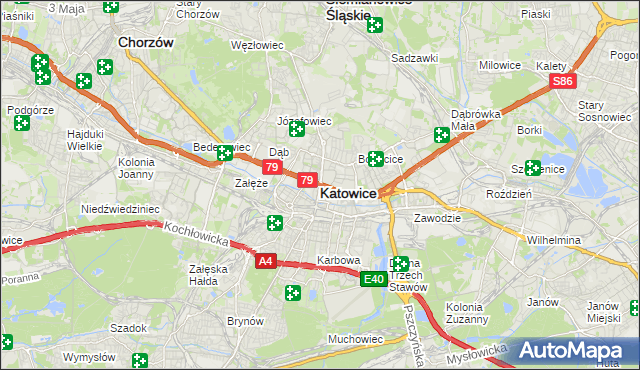 mapa Katowic, Katowice na mapie Targeo