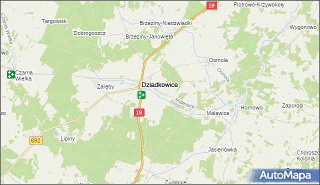 mapa Kąty gmina Dziadkowice, Kąty gmina Dziadkowice na mapie Targeo