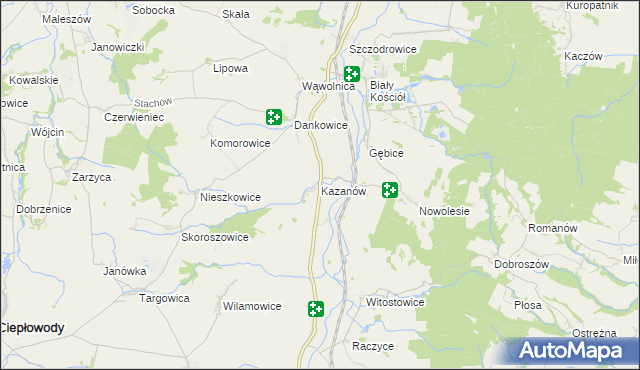 mapa Kazanów gmina Strzelin, Kazanów gmina Strzelin na mapie Targeo