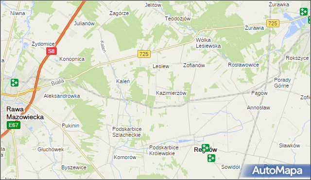 mapa Kazimierzów gmina Regnów, Kazimierzów gmina Regnów na mapie Targeo