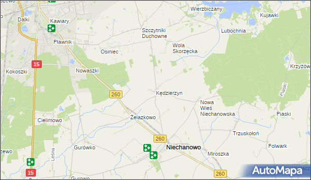 mapa Kędzierzyn gmina Niechanowo, Kędzierzyn gmina Niechanowo na mapie Targeo