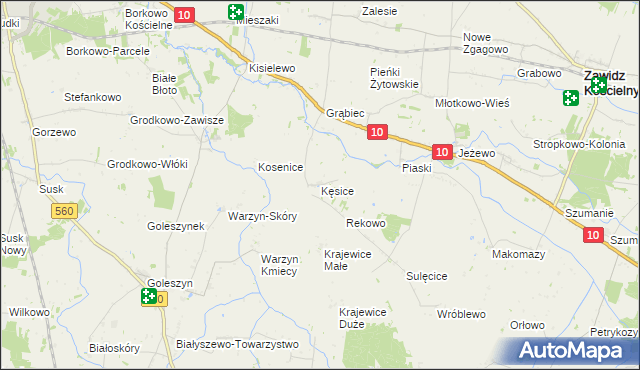 mapa Kęsice, Kęsice na mapie Targeo