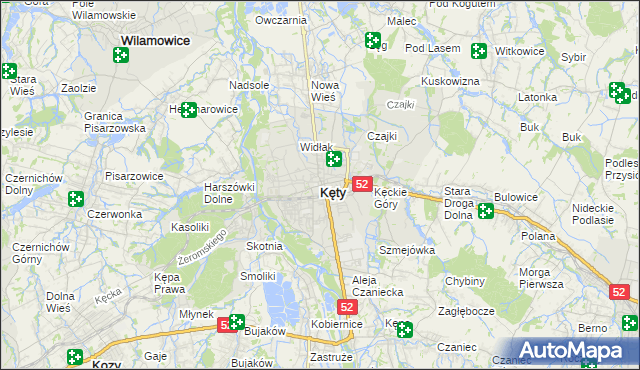 mapa Kęty, Kęty na mapie Targeo