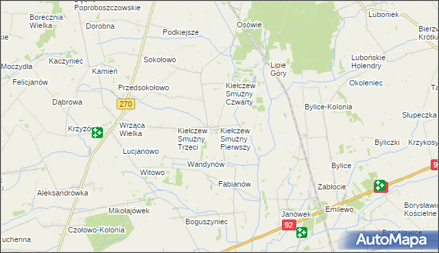 mapa Kiełczew Smużny Pierwszy, Kiełczew Smużny Pierwszy na mapie Targeo