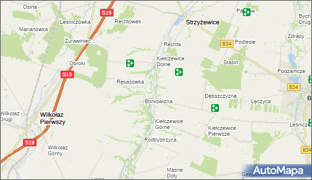 mapa Kiełczewice Maryjskie, Kiełczewice Maryjskie na mapie Targeo