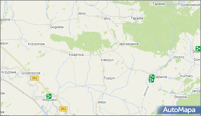 mapa Kiełczyn gmina Dzierżoniów, Kiełczyn gmina Dzierżoniów na mapie Targeo