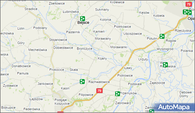 mapa Kijany gmina Bejsce, Kijany gmina Bejsce na mapie Targeo