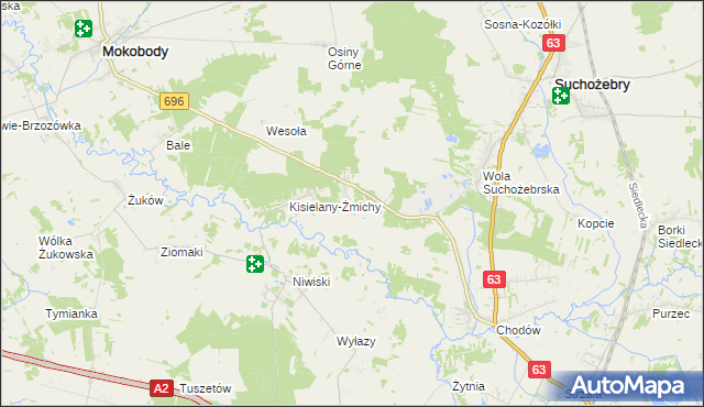 mapa Kisielany-Kuce, Kisielany-Kuce na mapie Targeo