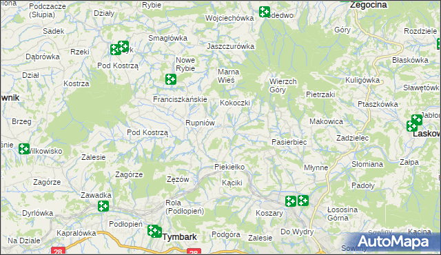 mapa Kisielówka gmina Limanowa, Kisielówka gmina Limanowa na mapie Targeo