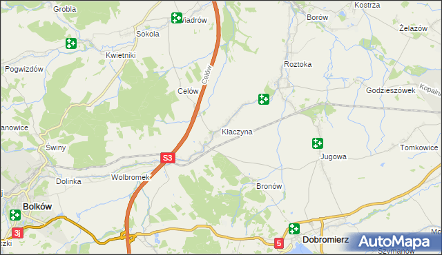 mapa Kłaczyna, Kłaczyna na mapie Targeo