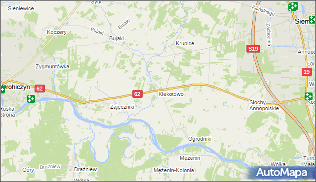 mapa Klekotowo gmina Siemiatycze, Klekotowo gmina Siemiatycze na mapie Targeo