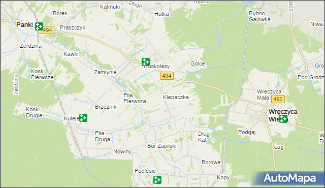 mapa Klepaczka gmina Wręczyca Wielka, Klepaczka gmina Wręczyca Wielka na mapie Targeo