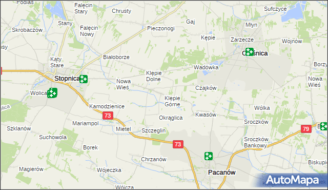 mapa Klępie Górne, Klępie Górne na mapie Targeo