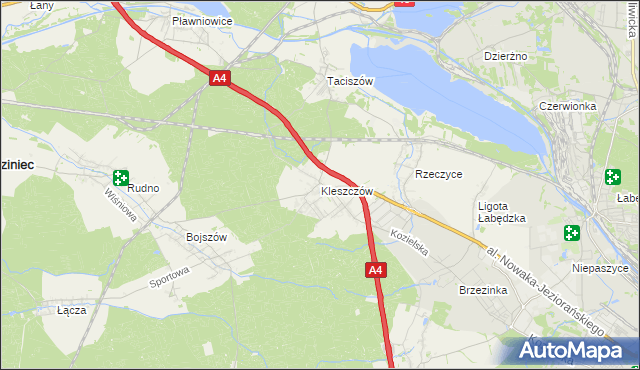 mapa Kleszczów gmina Rudziniec, Kleszczów gmina Rudziniec na mapie Targeo